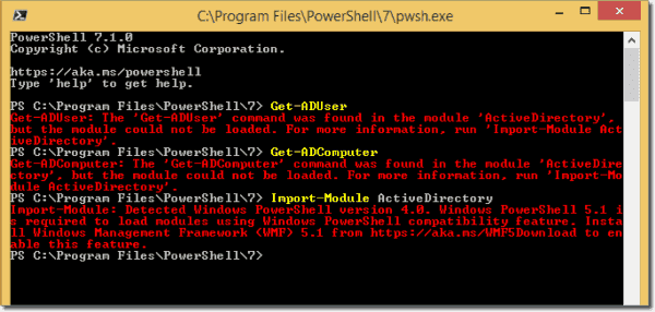 How to install the PowerShell 7 Active Directory module